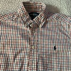 Ralph Lauren Men's Cream and Red Checkered Shirt